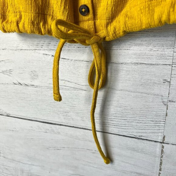 Madewell Top Womens Size XS Gold Yellow Off the Shoulder Texture & Thread Crop - Picture 7 of 16